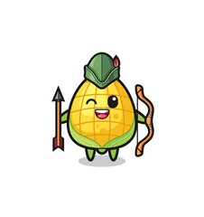 corn cartoon as medieval archer mascot