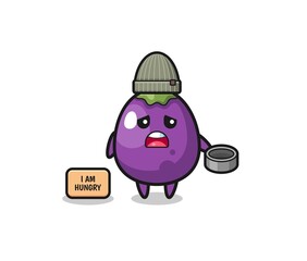 cute eggplant beggar cartoon character