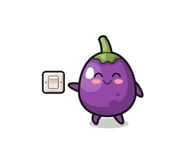cartoon eggplant is turning off light