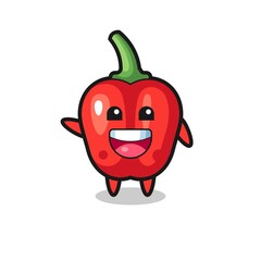 happy red bell pepper cute mascot character