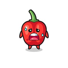 the fatigue cartoon of red bell pepper