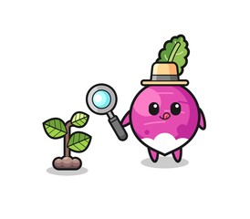 cute turnip herbalist researching a plants