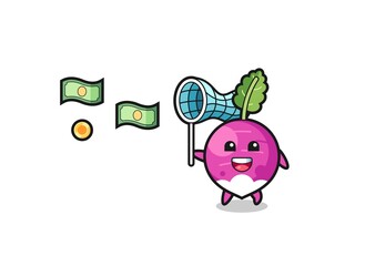 illustration of the turnip catching flying money