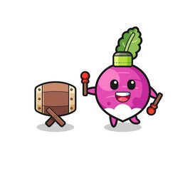 turnip muslim cartoon is beating the bedug