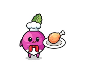 turnip fried chicken chef cartoon character