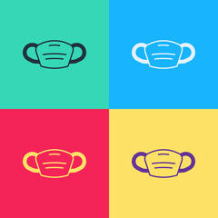 Pop art Medical protective mask icon isolated on color background. Vector