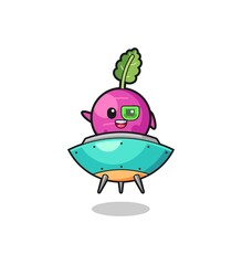 turnip cartoon riding a future spaceship
