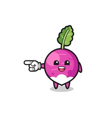 turnip cartoon with pointing left gesture