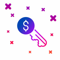 Color Rent key icon isolated on white background. The concept of the house turnkey. Gradient random dynamic shapes. Vector