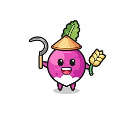 turnip Asian farmer holding paddy