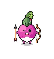 turnip cartoon as medieval archer mascot