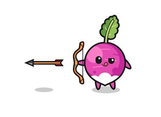 illustration of turnip character doing archery