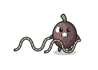 illustration of black olive doing battle rope workout
