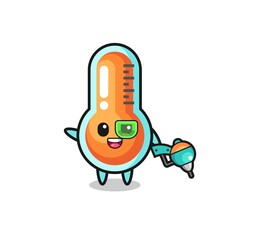 thermometer cartoon as future warrior mascot
