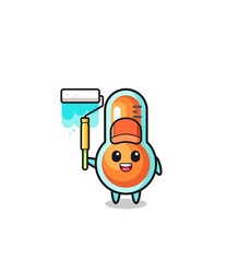 the thermometer painter mascot with a paint roller