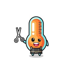 thermometer character as barbershop mascot