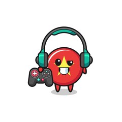 vietnam flag gamer mascot holding a game controller