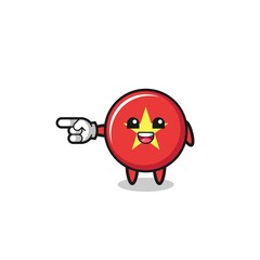 vietnam flag cartoon with pointing left gesture