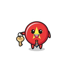 cute vietnam flag as a real estate agent mascot