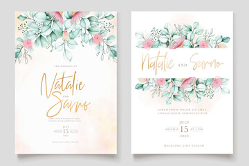 elegant hand drawn roses invitation card set