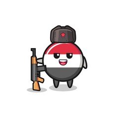 cute yemen flag cartoon as Russian army