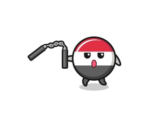 cartoon of yemen flag using nunchaku