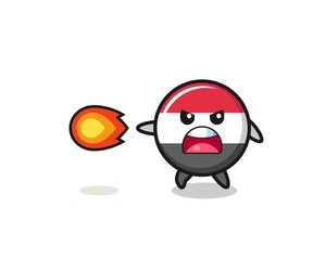 cute yemen flag mascot is shooting fire power