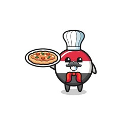yemen flag character as Italian chef mascot