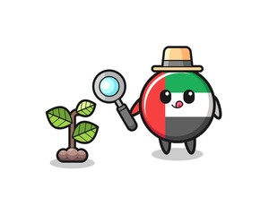 cute uae flag herbalist researching a plants