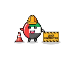 illustration of uae flag with under construction banner