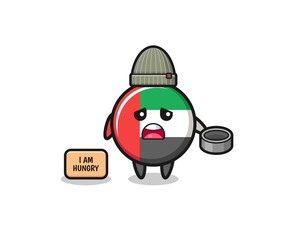 cute uae flag beggar cartoon character