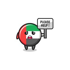 cute uae flag hold the please help banner