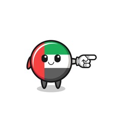 uae flag mascot with pointing right gesture