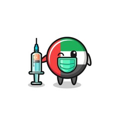 uae flag mascot as vaccinator