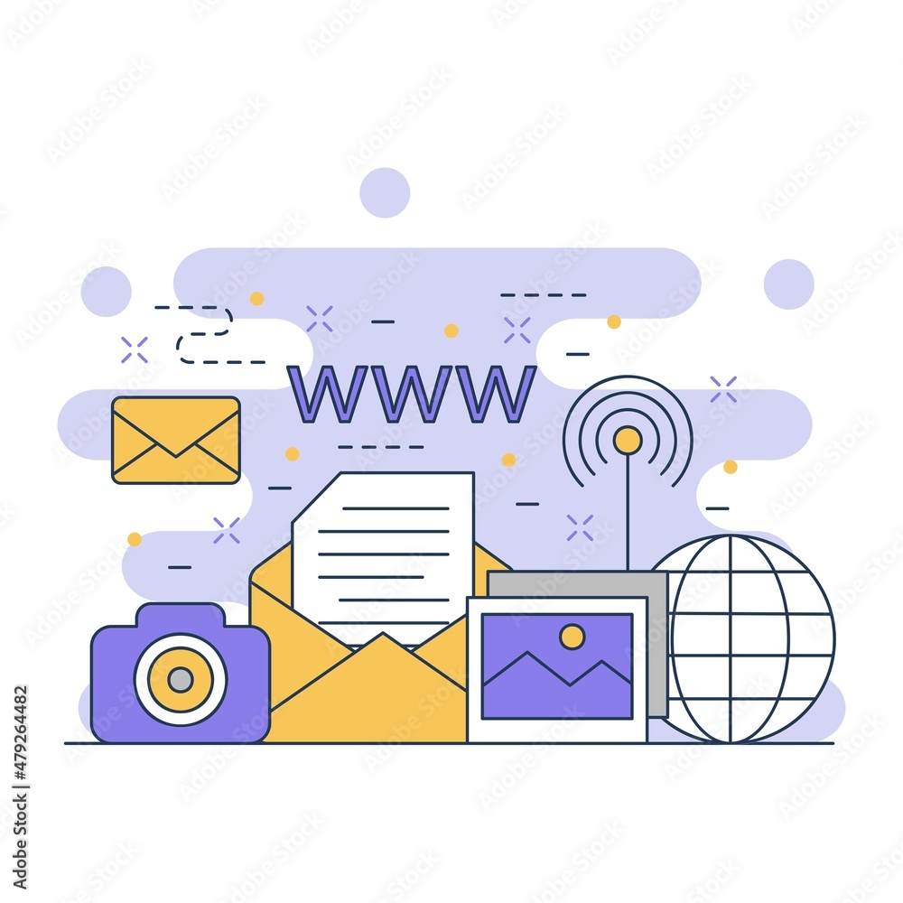Aufkleber internet and networking concept website illustration design 3