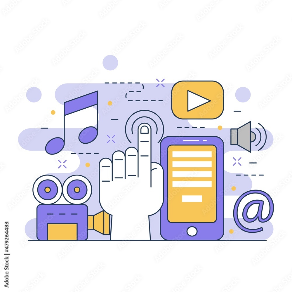Aufkleber internet and networking concept website illustration design 4