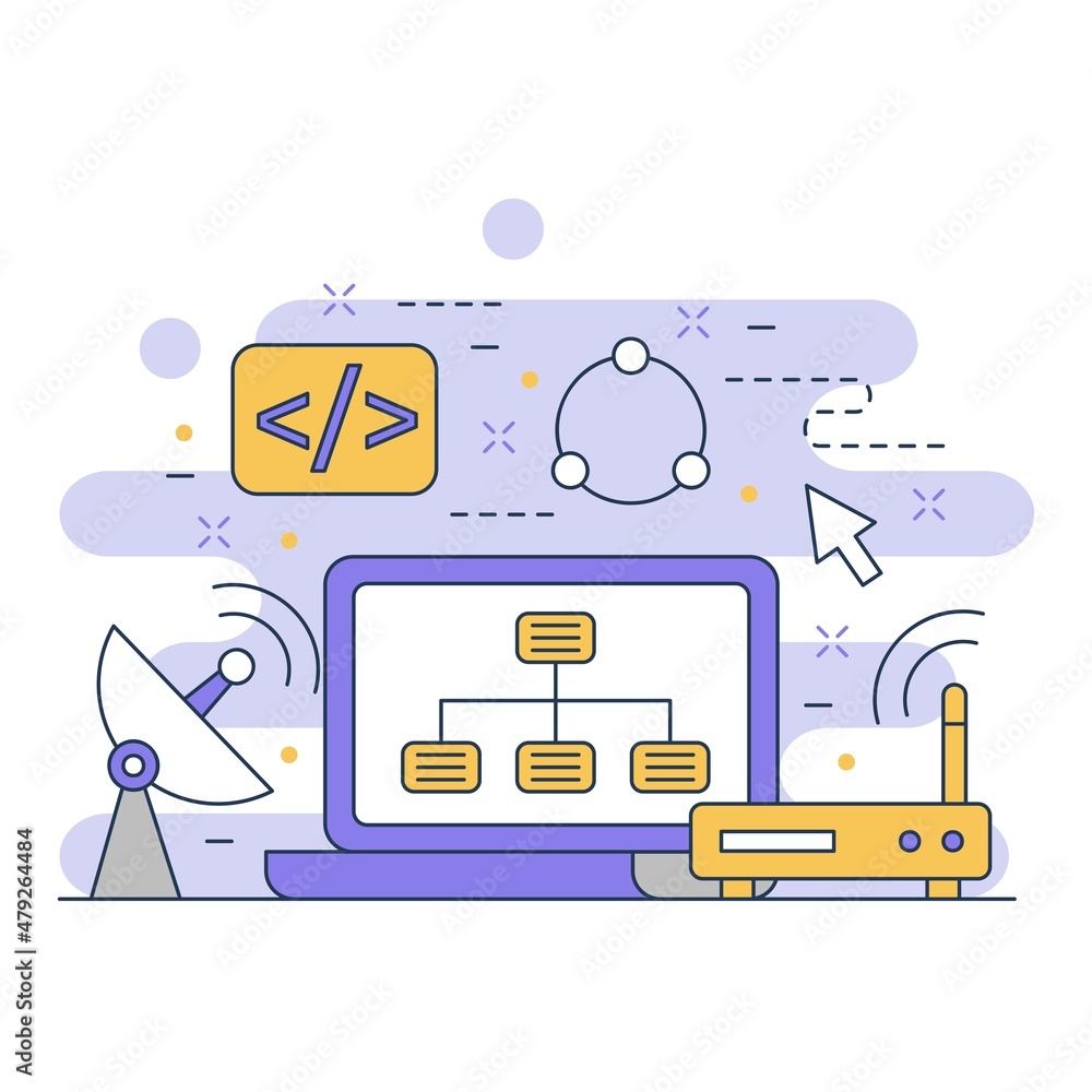 Aufkleber internet and networking concept website illustration design 2