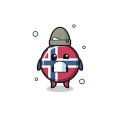 cute cartoon norway flag with shivering expression
