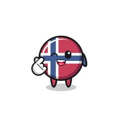 norway flag character doing Korean finger heart