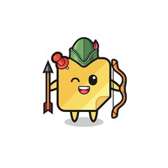 sticky notes cartoon as medieval archer mascot