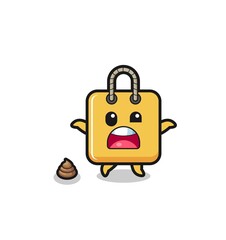 shopping bag earth surprised to meet poop