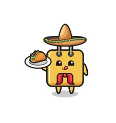 shopping bag Mexican chef mascot holding a taco