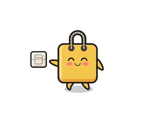 cartoon shopping bag is turning off light