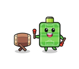 football field muslim cartoon is beating the bedug