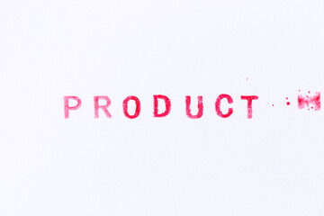Red color ink rubber stamp in word product on white paper background