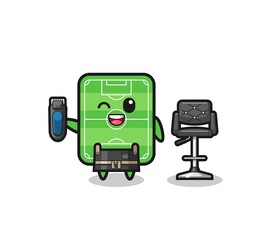 Fototapeta premium football field barbershop is holding a trimer