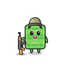 cute football field mascot as a soldier