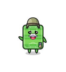 cute football field as veteran cartoon