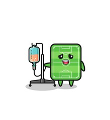 cute football field character standing with infusion pole