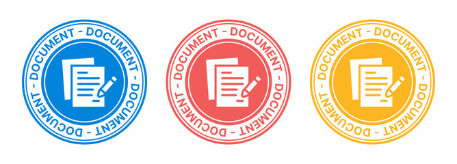 Document stamp icon set. Vector illustration